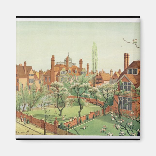 View of Bedford Park, 1882 (färg litho) 2 Magnet (Framsidan)