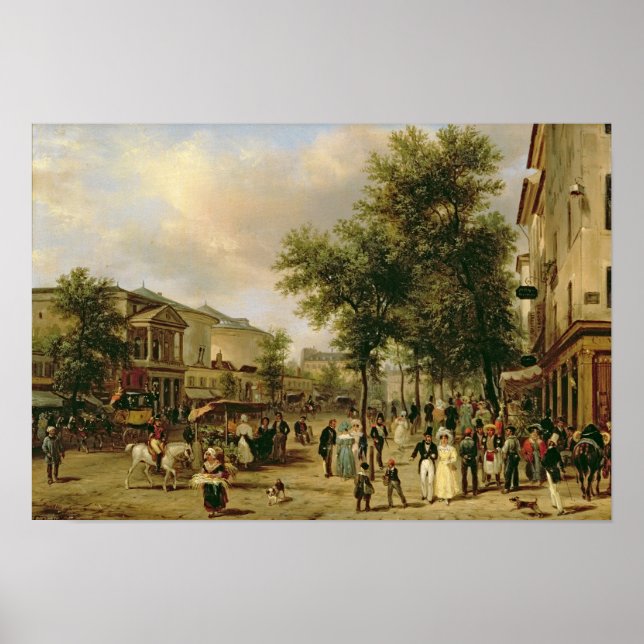 View of Boulevard Montmartre, Paris, 1830 Poster (Framsidan)