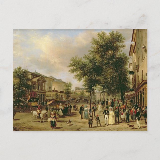 View of Boulevard Montmartre, Paris, 1830 Vykort (Framsida)