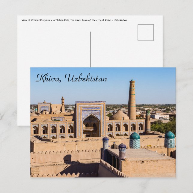 View of Citadel Kunya-ark-Khiva, Uzbekistan Vykort (Fram/baksida)