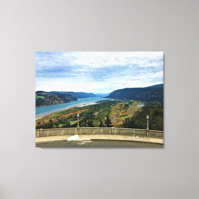 View of Columbia River, Columbia River Gorge, ELLE Canvastryck (Framsida)