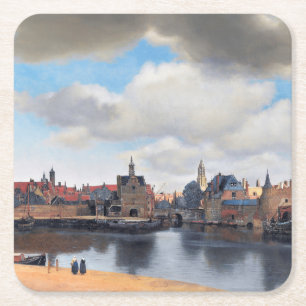 View of Delft, Johannes Vermeer, 1659-1660 Underlägg Papper Kvadrat