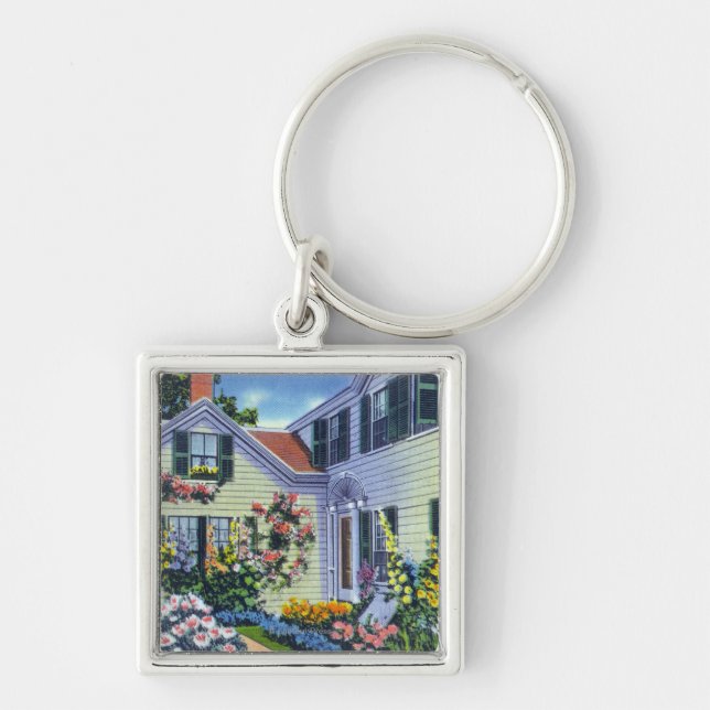 View of Emily Post Residence Fyrkantig Silverfärgad Nyckelring (Framsidan)