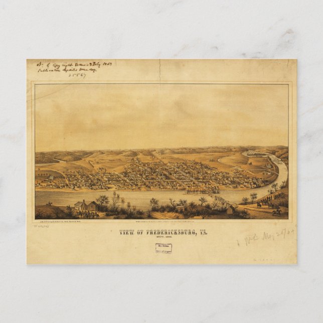 View of Fredericksburg, Virginia (nov. 1862) Vykort (Framsida)