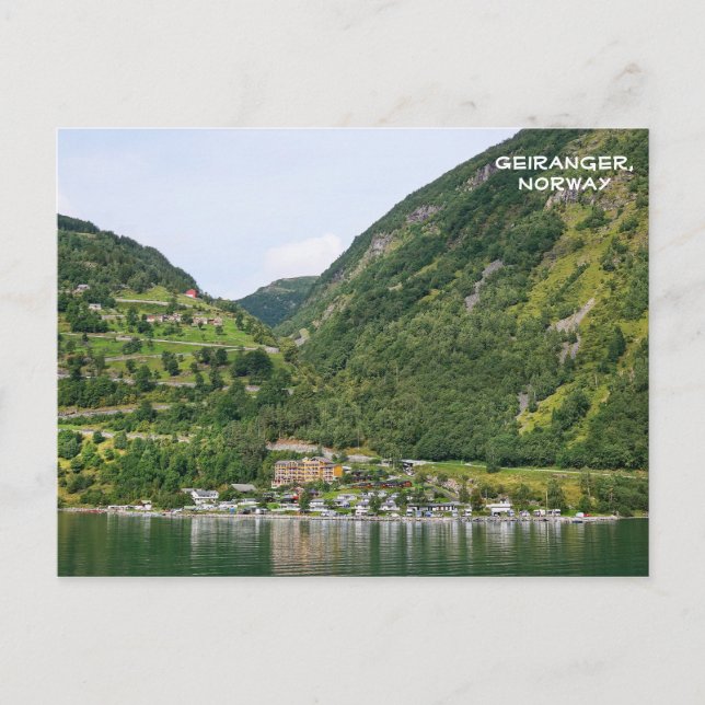 View of Geiranger, Ørnevegen, Norge Vykort (Framsida)