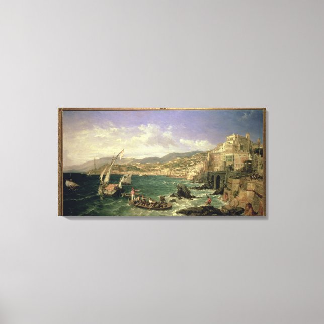 View of Genoa, 1854 (oil on canvas) Canvastryck (Framsida)