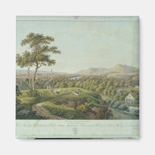View of Jena from Rasenhuehlberg, c.1810 Magnet (Framsidan)