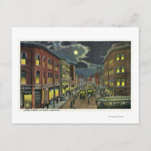 View of Lisbon Street at Night Vykort