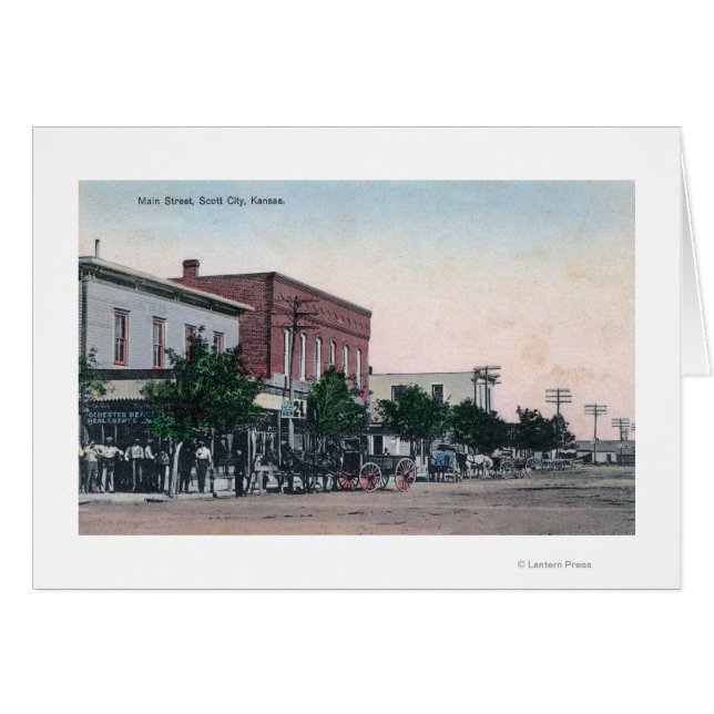 View of Main Street Scott City, KS Hälsningskort (Framsidan Horizontal)