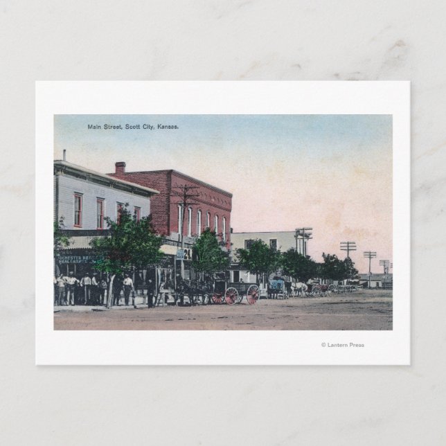 View of Main Street Scott City, KS Vykort (Framsida)