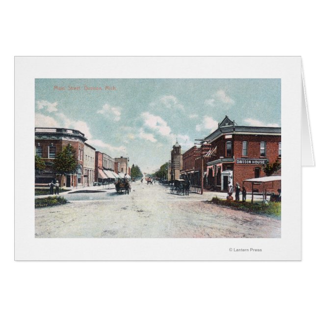 View of Main StreetDavison, MI Hälsningskort (Framsidan Horizontal)