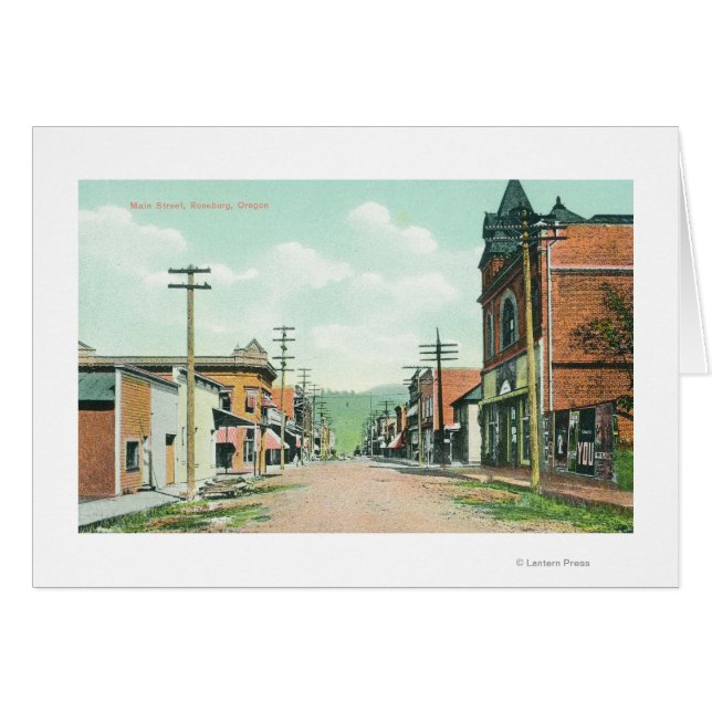View of Main StreetRoseburg, ELLER Hälsningskort (Framsidan Horizontal)