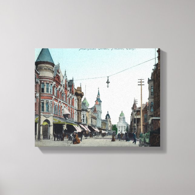 View of Mariposa StreetFresno, CA Canvastryck (Framsida)