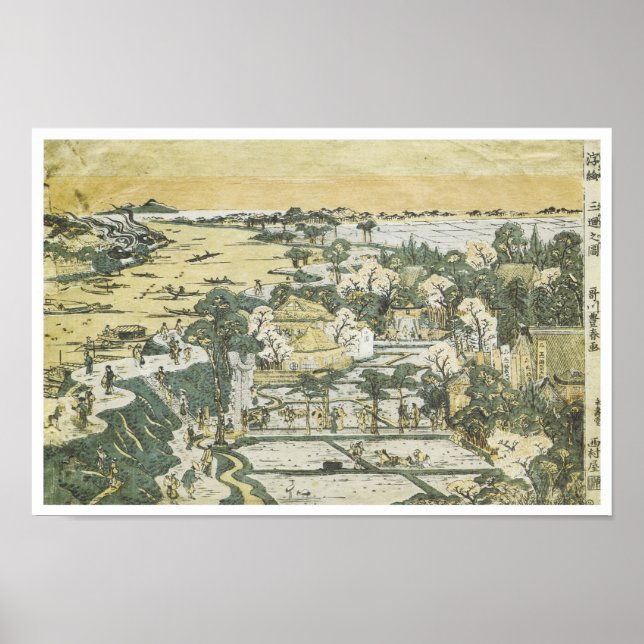 View of Mimeguri, Toyoharu, 1780 Poster (Framsidan)