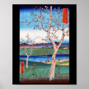 View of Mt. Fuji and Cherry Blommars, Hiroshige Poster