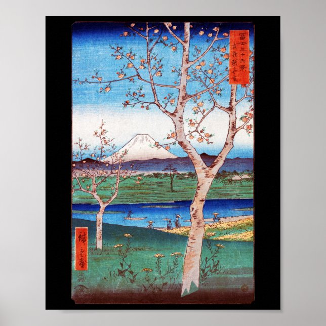 View of Mt. Fuji and Cherry Blommars, Hiroshige Poster (Framsidan)