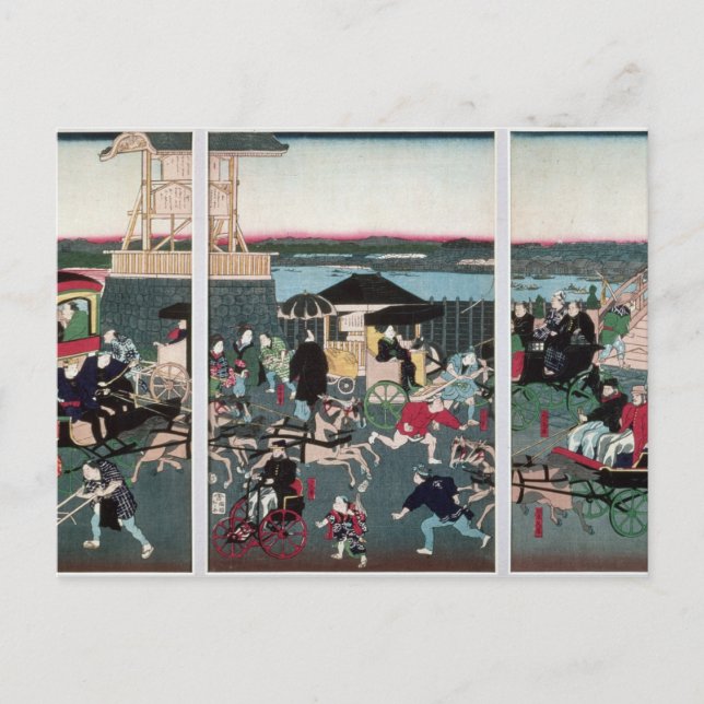 View of Nihonbashi in Tokyo, 1870 Vykort (Framsida)
