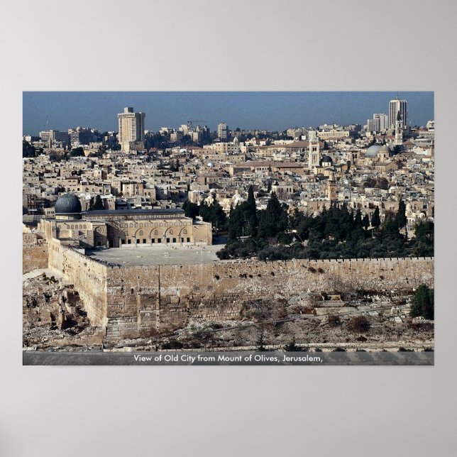 "View of Old City from Mount Olife", Jerusalem Poster (Framsidan)