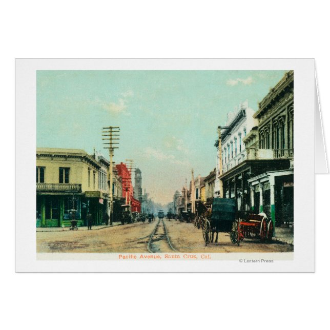 View of Pacific AvenueSanta Cruz, CA Hälsningskort (Framsidan Horizontal)