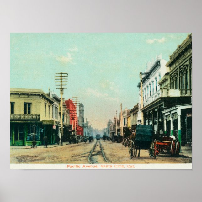 View of Pacific AvenueSanta Cruz, CA Poster (Framsidan)