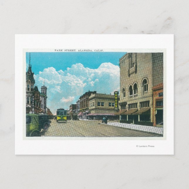 View of Park Street Alameda, CA Vykort (Framsida)