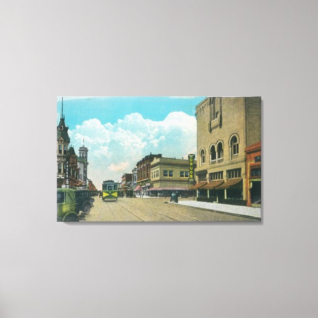 View of Park Street, Street CarAlameda, CA Canvastryck (Framsida)