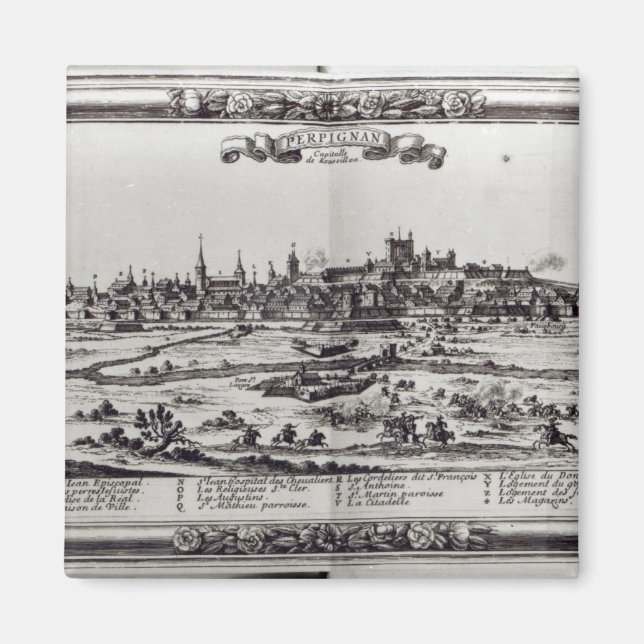 View of Perpignan, Southern Frankrike, c.1645 Magnet (Framsidan)