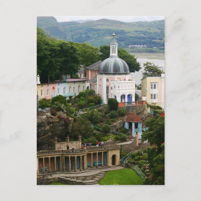 View of Portmeirion Estuary Gwynedd, North Wales Vykort (Framsida)