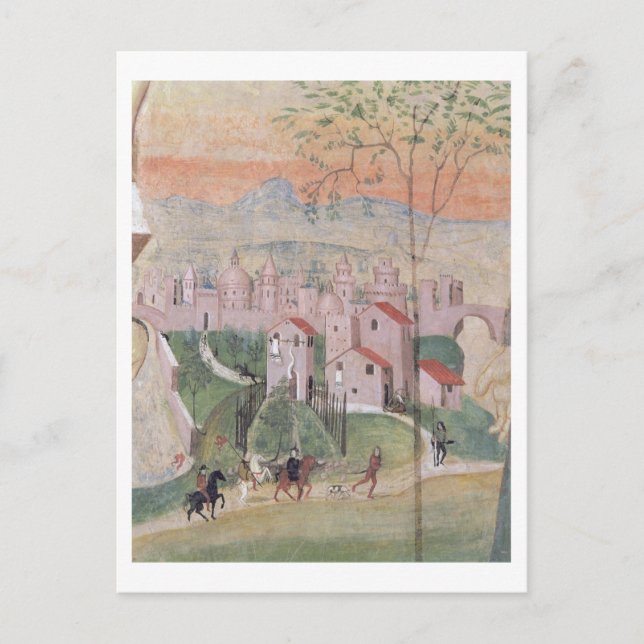 "View of Prato City", detaljer från Crucifixion, f Vykort (Framsida)