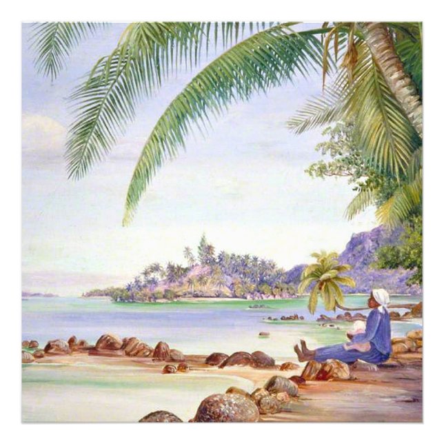 View of Round Island, painting by Marianne North, Fototryck (Framsidan)