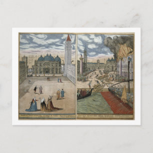 View of San Marco och Palazzo Ducale on fire Vykort