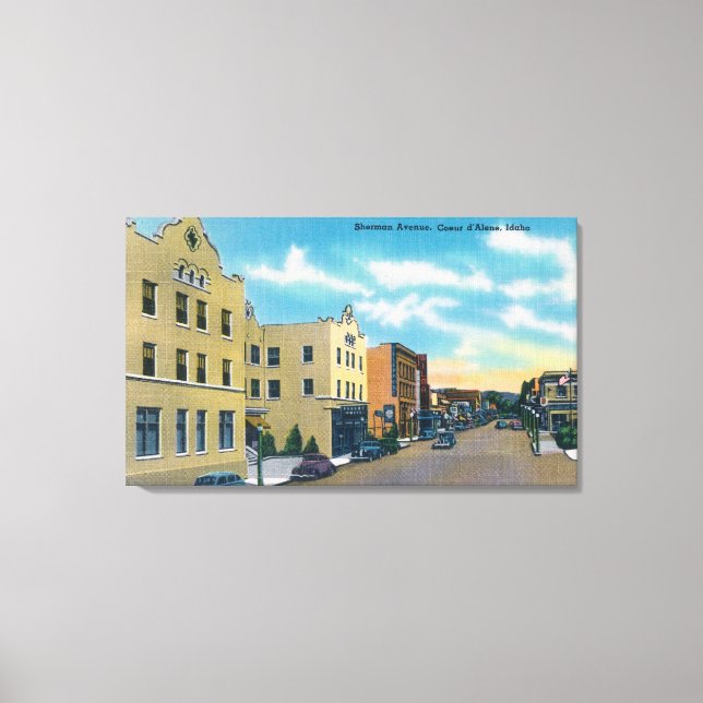 View of Sherman AvenueCoeur d'Alene, ID Canvastryck (Framsida)