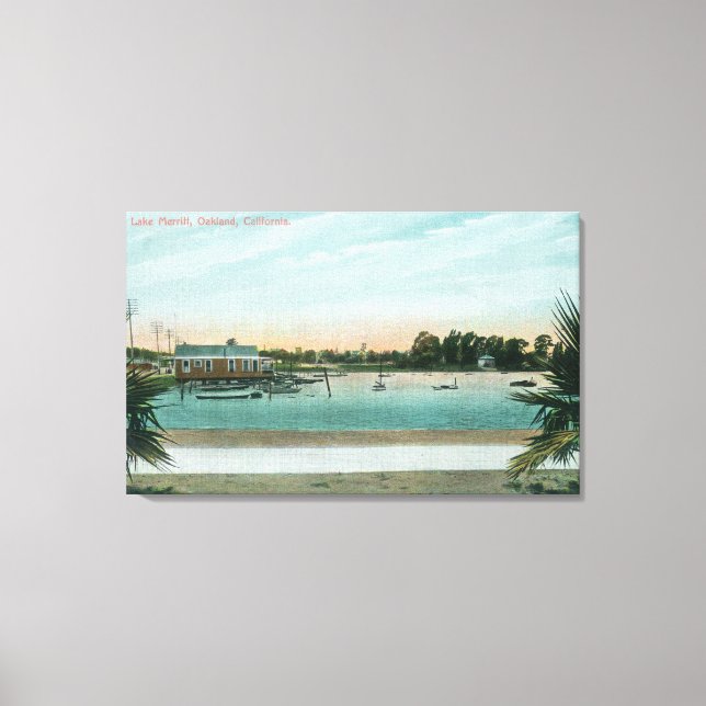 View of Sjö MerrittOakland, CA Canvastryck (Framsida)