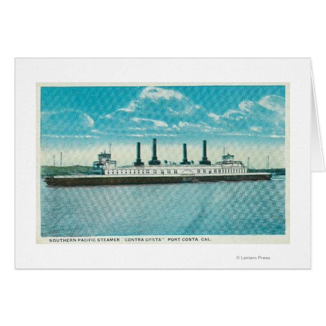 View of SP Steamer Contra CostaPort Costa, CA Hälsningskort (Framsidan Horizontal)
