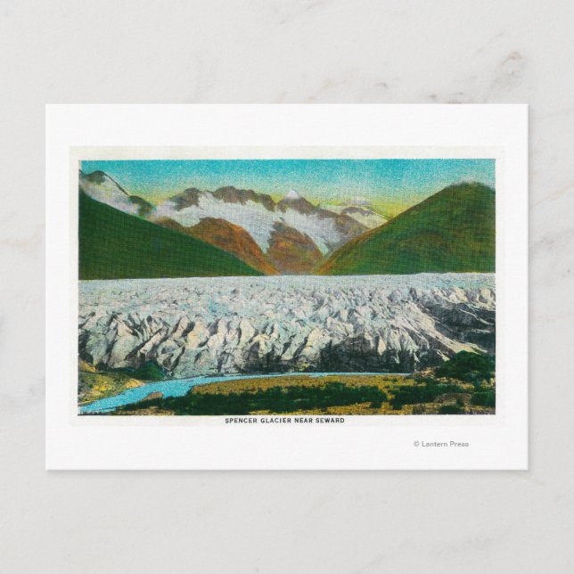 View of Spencer Glacier, Near Seward, Alaska Vykort (Framsida)