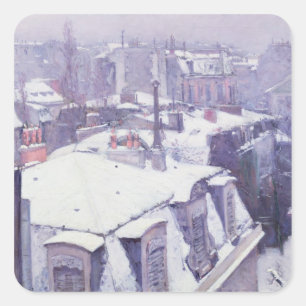 View of Tak eller Tak under Snö, 1878 Fyrkantigt Klistermärke