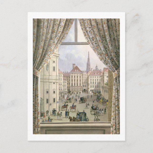 View of the Freyung, Wien, 1825 (gouache on pape) Vykort (Framsida)