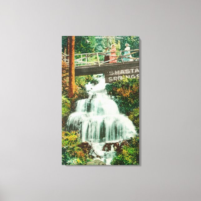 View of the Lower FallsShasta Vår, CA Canvastryck (Framsida)