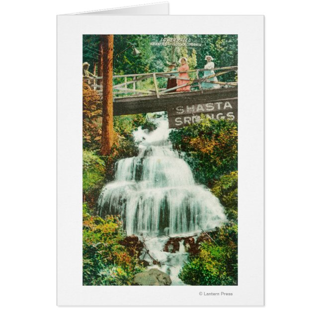 View of the Lower FallsShasta Vår, CA Hälsningskort (Framsidan)