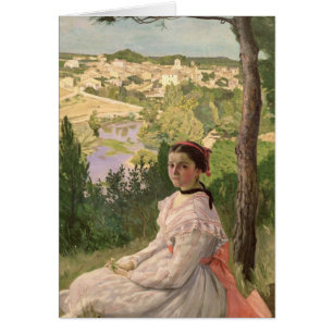 View of the village, Castelnau, 1868 Hälsningskort
