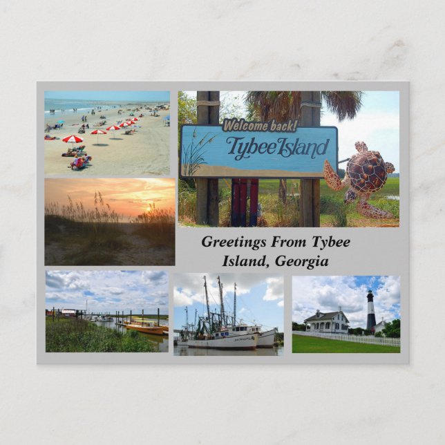 View of Tybee Island, Georgia Postcard Vykort (Framsida)