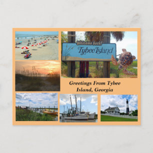 View of Tybee Island, Georgia Postcard Vykort
