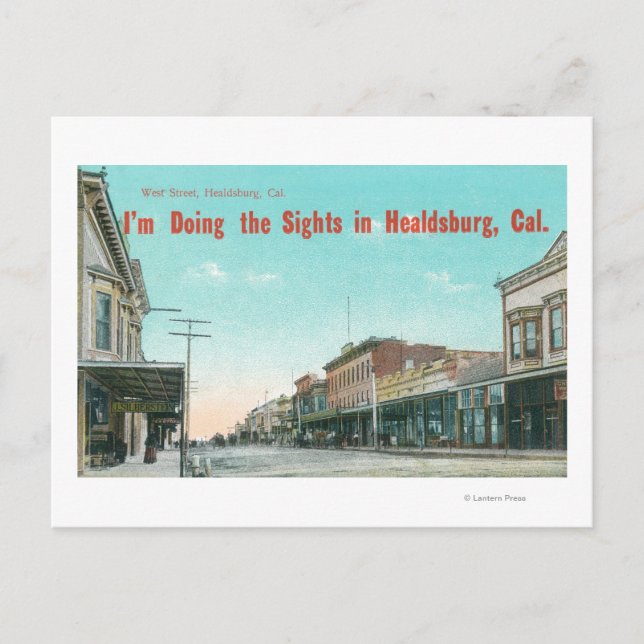 View of Väster StreetHealdsburg, CA Vykort (Framsida)