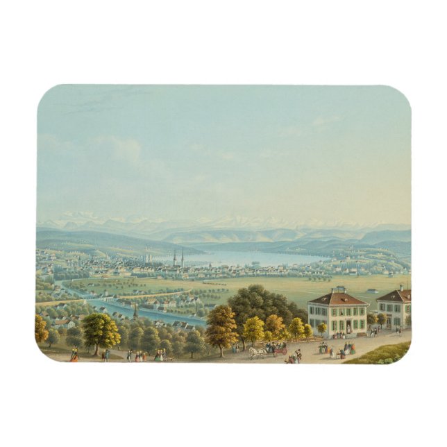 View of Zürich, c.1840 (w/c) Magnet (Horisontell)