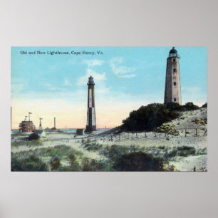 View Old and New LighthouseCape Henry, VA Poster