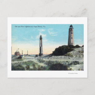 View Old and New LighthouseCape Henry, VA Vykort