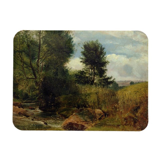 View on the River Sid, nära Sidmouth, c.1852 (oil) Magnet (Horisontell)
