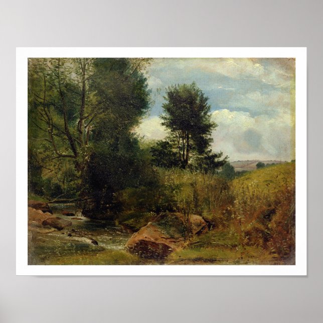 View on the River Sid, nära Sidmouth, c.1852 (oil) Poster (Framsidan)