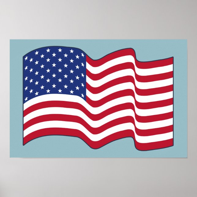 Viftande amerikansk flagga konstaffisch poster (Framsidan)