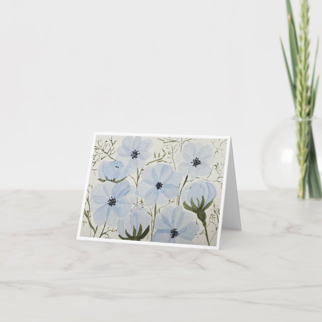 Viftande Blå Blommor Lyckönskningskort Kort (Framsida)